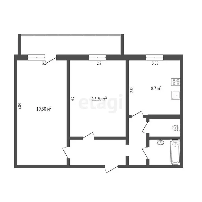 2-комнатная квартира: Тюмень, Полевая улица, 12А (53.2 м) - Фото 1