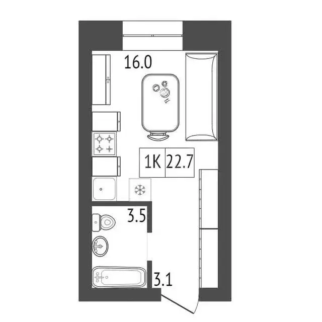Продаётся квартира-студия, 23.3 м - Фото 0
