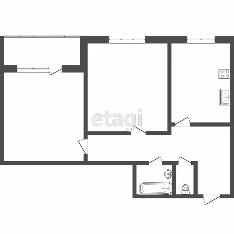 2-комнатная квартира: Тюмень, улица Бориса Житкова, 10 (59.5 м) - Фото 1