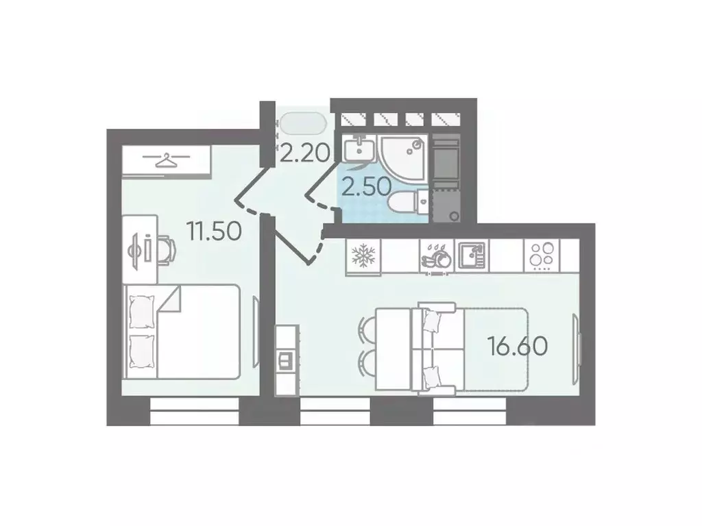 1-к кв. Ленинградская область, Всеволожское городское поселение, пос. ... - Фото 1