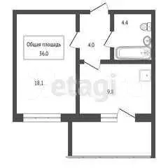 1-к. квартира, 36 м, 4/9 эт. - Фото 0