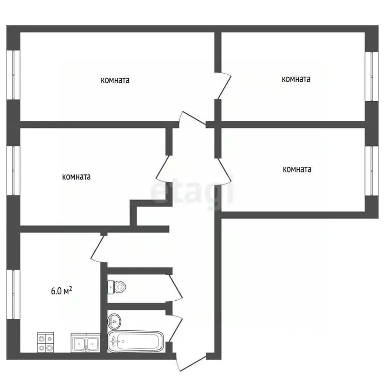 4-к кв. Московская область, Лыткарино 5-й мкр, 1-й кв-л, 7 (68.2 м) - Фото 2