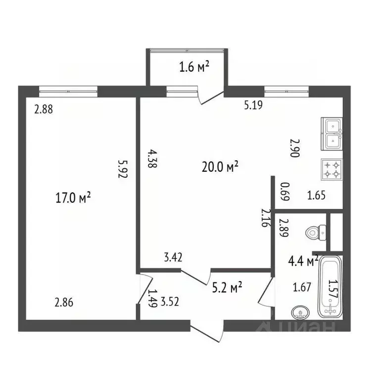 1-к кв. Санкт-Петербург ул. Фрунзе, 5 (46.6 м) - Фото 1