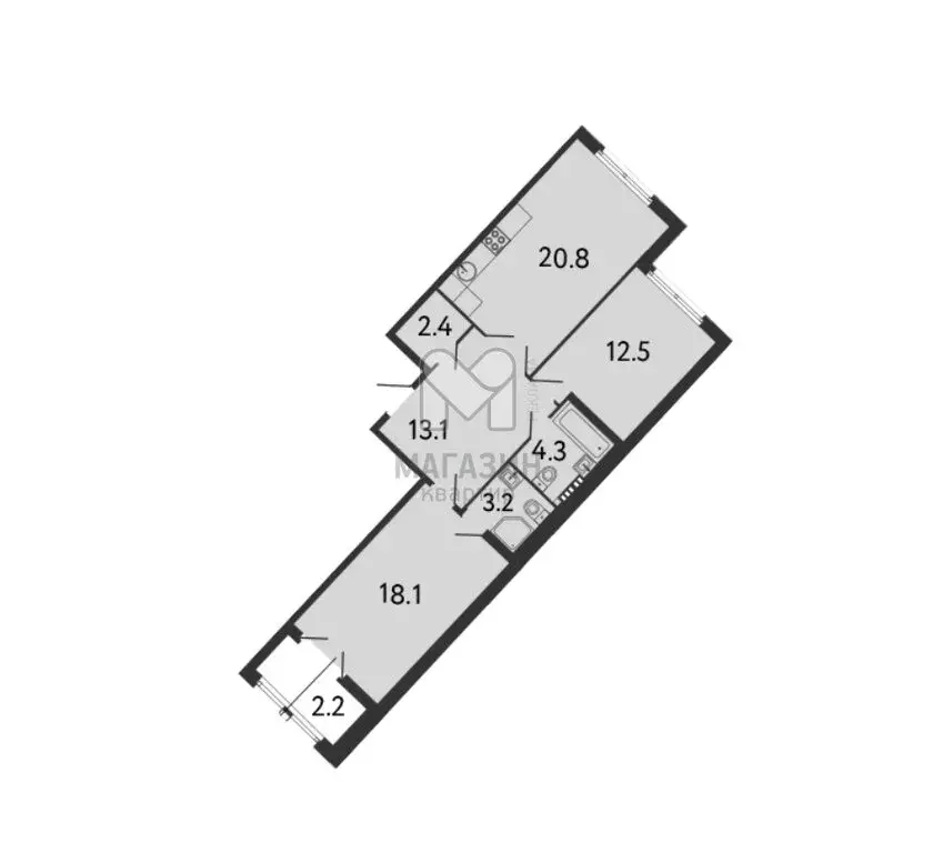 2-комнатная квартира: Санкт-Петербург, Миргородская улица, 1 (74.4 м) - Фото 1