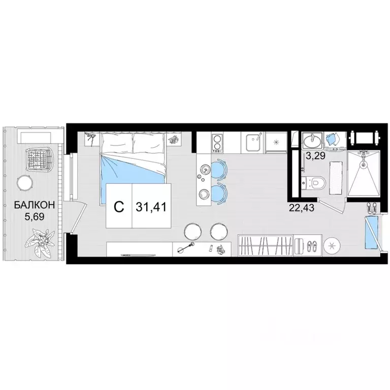 1-к кв. Краснодарский край, Анапа Лучи жилой комплекс (31.41 м) - Фото 0