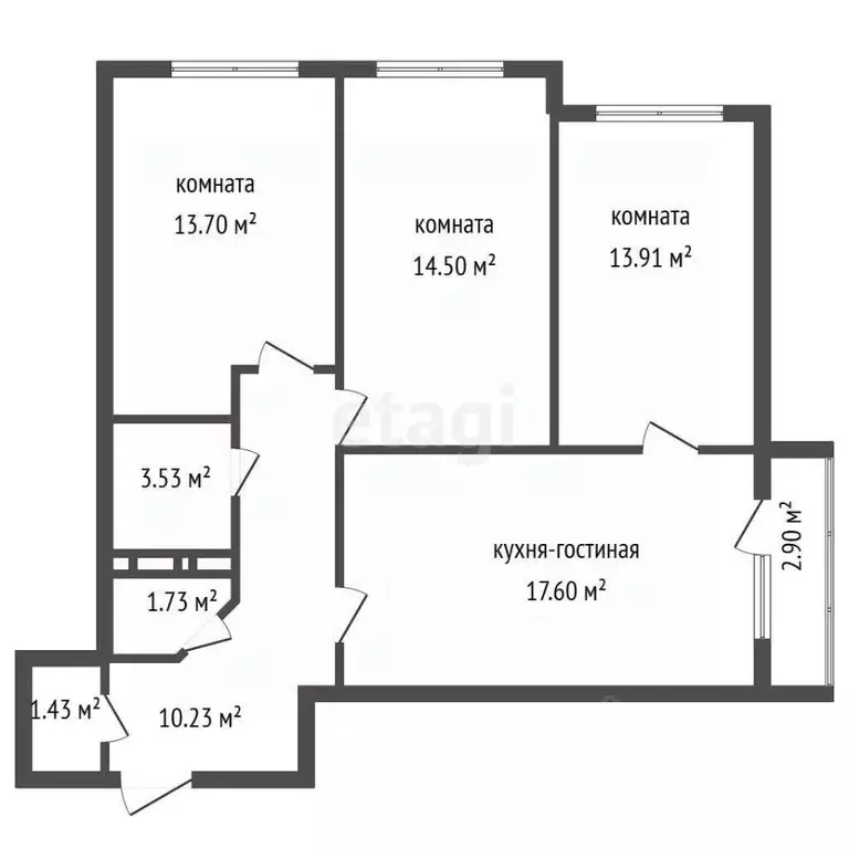 3-к кв. Воронежская область, Воронеж ул. Покровская, 17к3 (76.0 м) - Фото 2