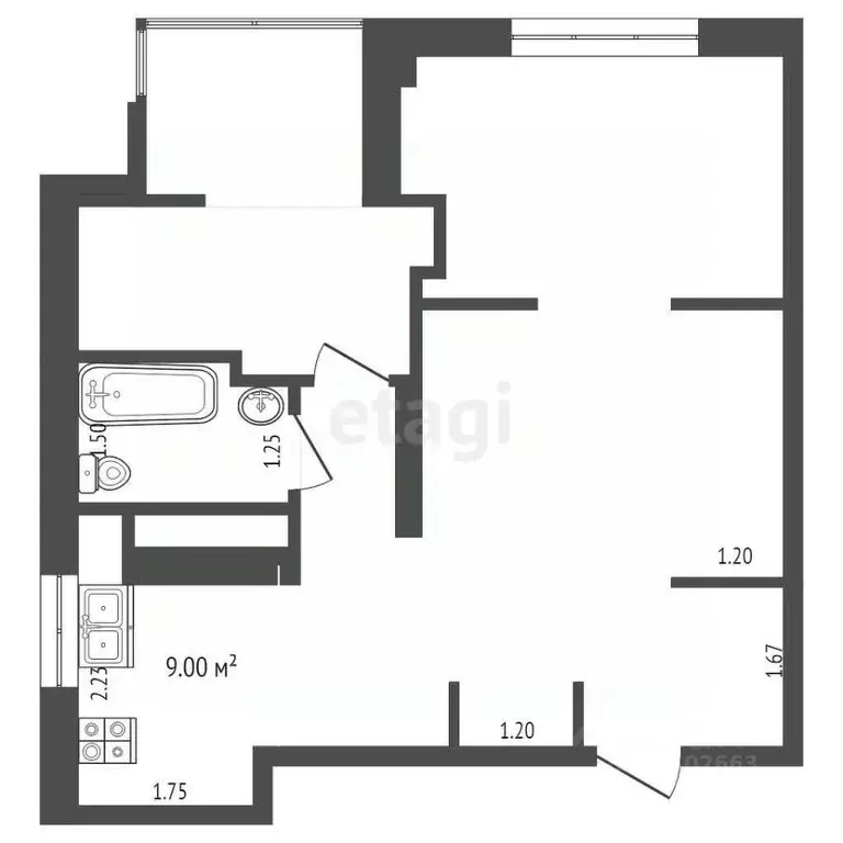 2-к кв. Ханты-Мансийский АО, Сургут ул. Мелик-Карамова, 4/2 (48.3 м) - Фото 0