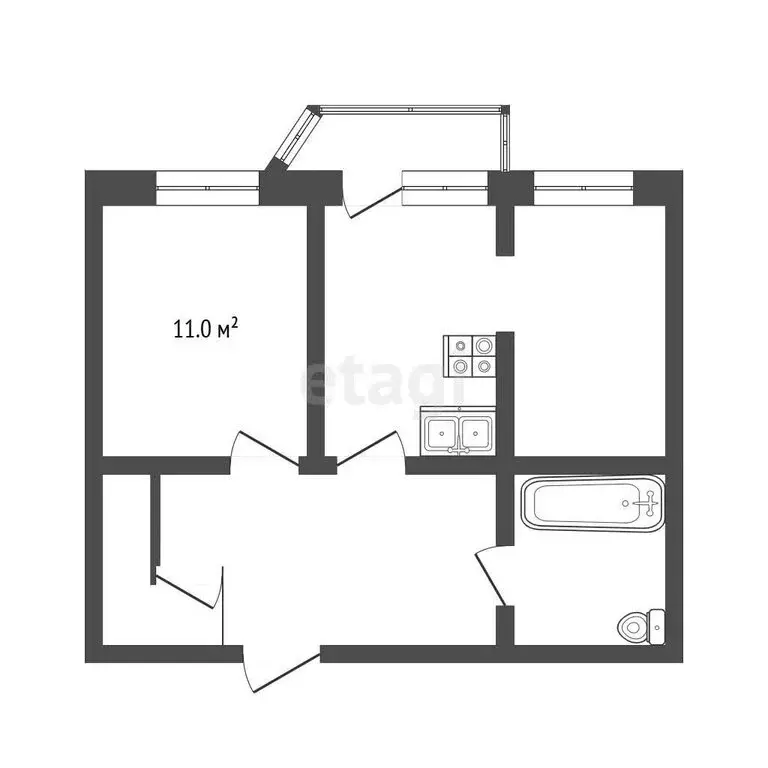 1-комнатная квартира: Елизово, улица Виталия Кручины, 25/4 (37.4 м) - Фото 1