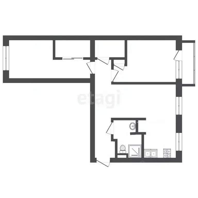 3-к кв. Москва Мосфильмовская ул., 16 (55.8 м) - Фото 2