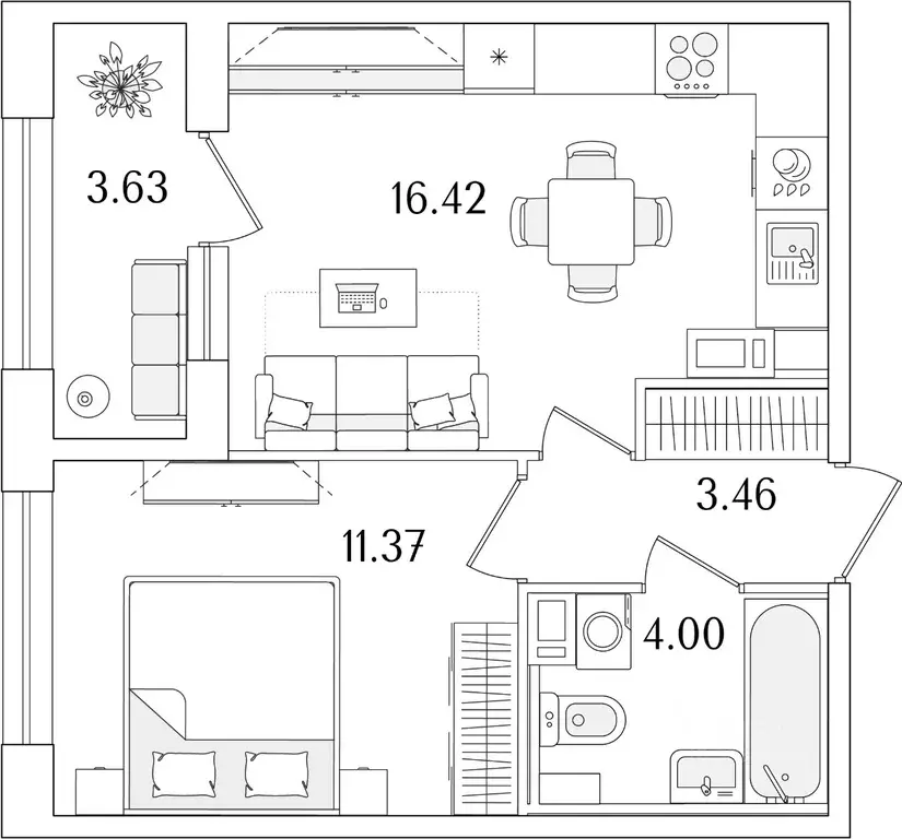 1-к кв. Санкт-Петербург Аурум жилой комплекс (37.07 м) - Фото 1