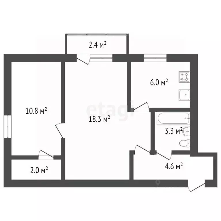 2-к кв. Севастополь ул. Каширская, 1А (47.0 м) - Фото 2