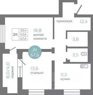 2-к кв. Красноярский край, Красноярск ул. Авиаторов, 7/2 (67.6 м) - Фото 0