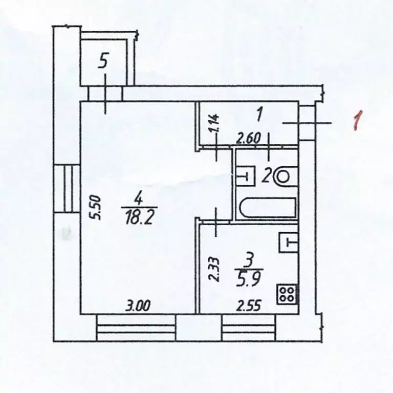 1-комнатная квартира: Красногорск, Вокзальная улица, 5 (32 м) - Фото 1