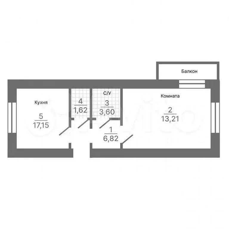 1-к. квартира, 43,6 м, 4/4 эт. - Фото 1