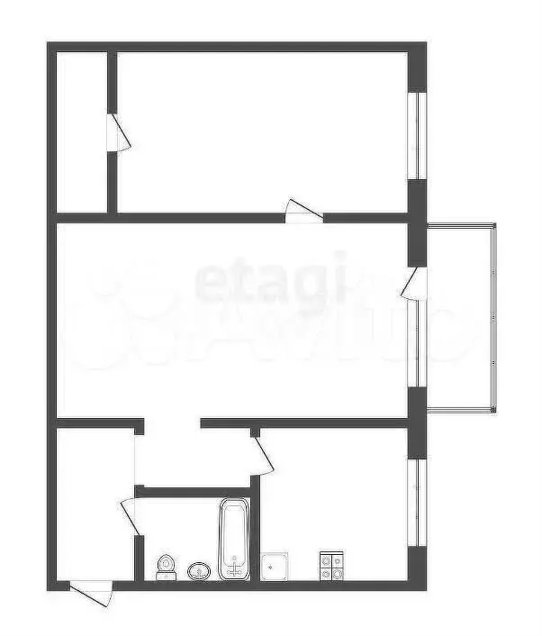 2-к. квартира, 45,9 м, 3/5 эт. - Фото 0