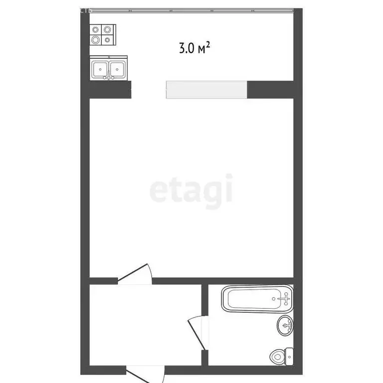 Квартира-студия: Тюмень, Олимпийская улица, 22 (18.5 м) - Фото 1