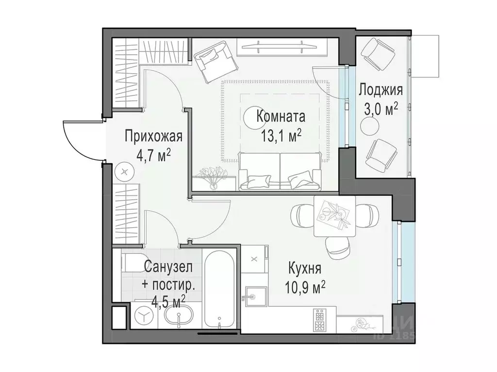 1-к кв. Московская область, Пушкино ул. Антона Ветчинова, 3к1 (34.94 ... - Фото 0