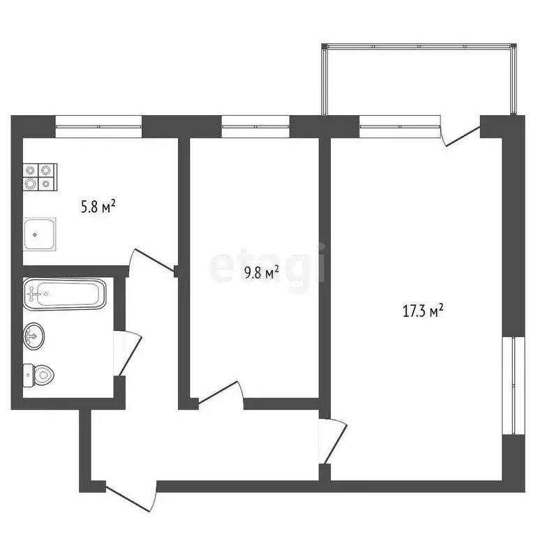 2-комнатная квартира: Усть-Ницинское, улица Шанаурина, 27 (35 м) - Фото 0