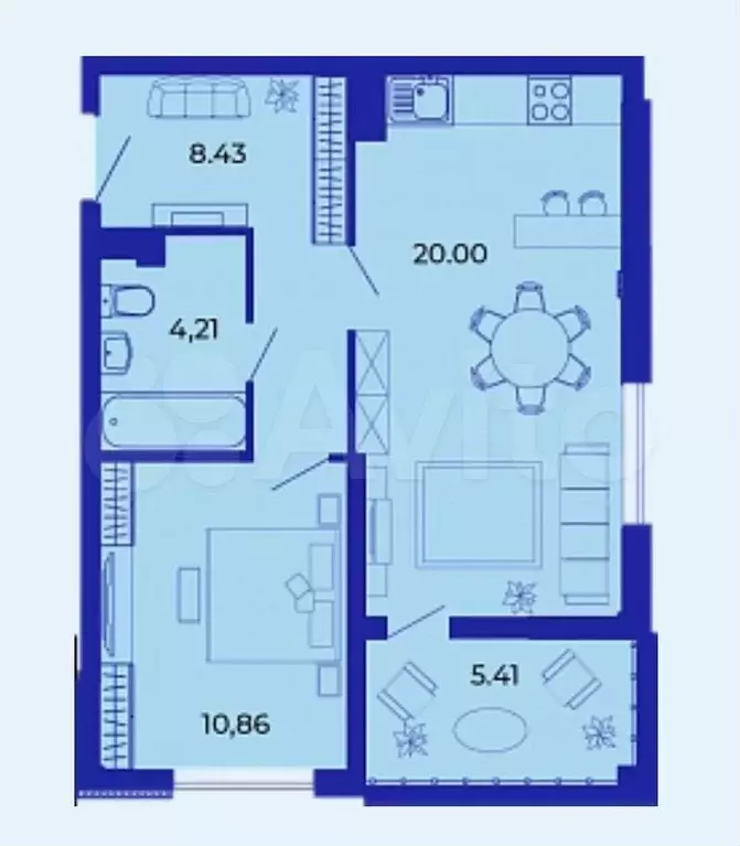 1-к. квартира, 48,6 м, 9/9 эт. - Фото 1