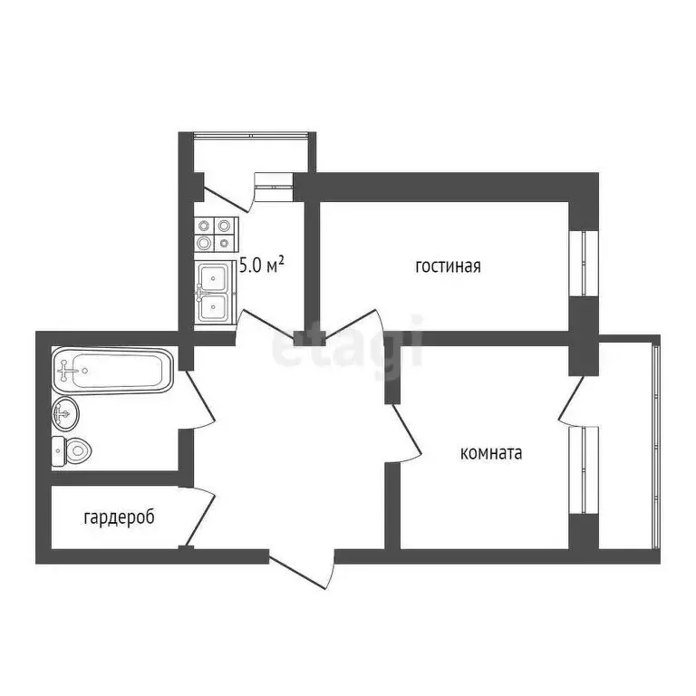 2-комнатная квартира: Муром, улица Энгельса, 15 (42.3 м) - Фото 0