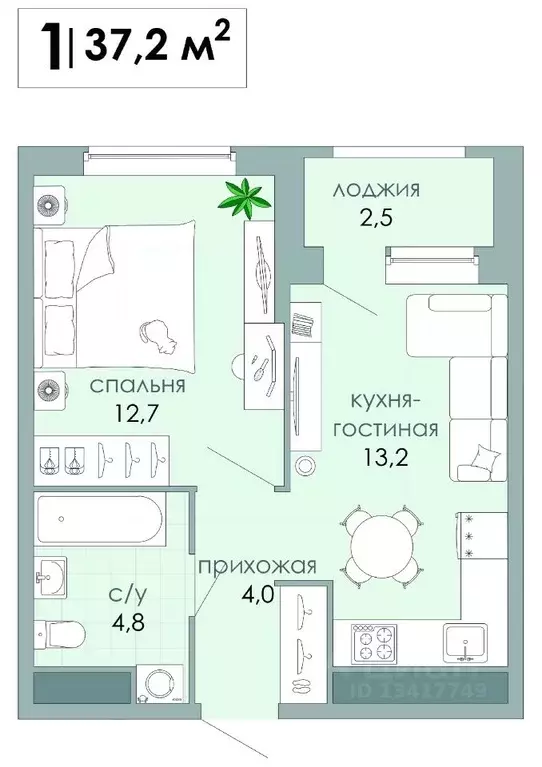 1-к кв. Тверская область, Тверь Южный мкр,  (37.2 м) - Фото 1