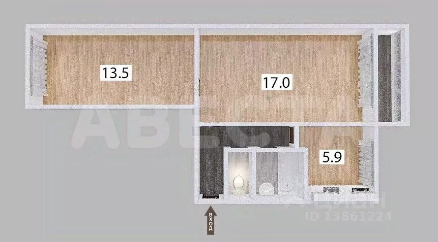 2-к кв. Омская область, Омск бул. Архитекторов, 1/6 (44.4 м) - Фото 1