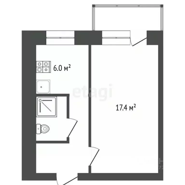 1-к кв. Архангельская область, Новодвинск Первомайская ул., 1 (29.2 м) - Фото 1