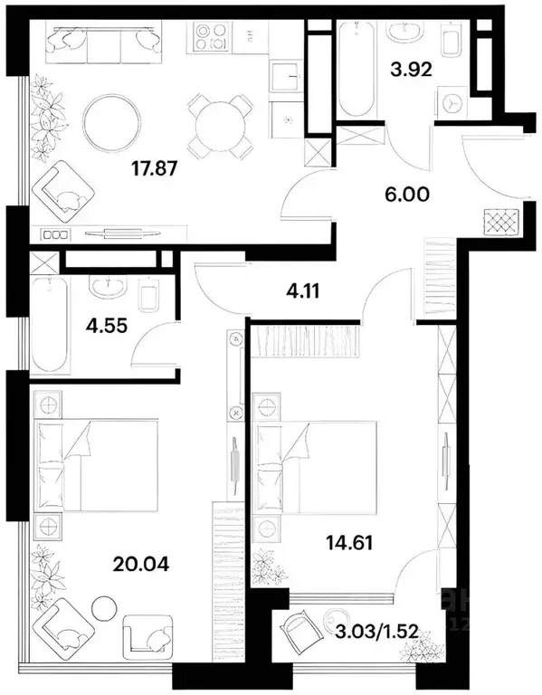 2-к кв. Москва Летная ул., 95Бк2 (73.9 м) - Фото 1