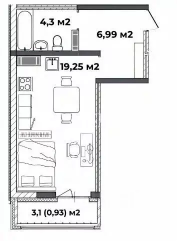 Студия Ярославская область, Ярославль ул. Старая Костромская, 6 (31.47 ... - Фото 2