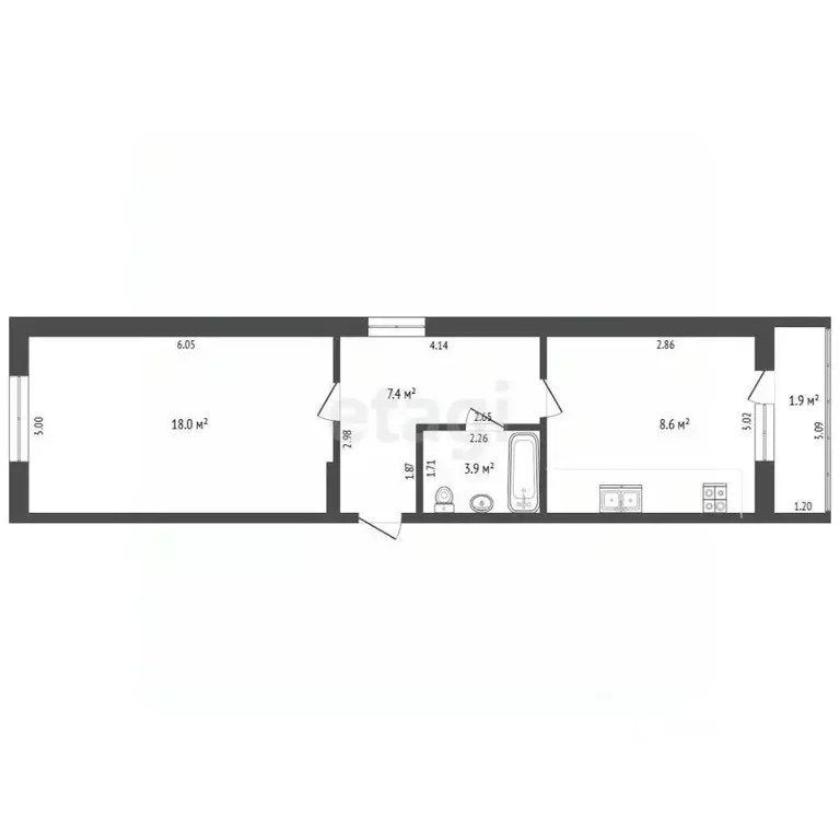 1-к кв. Нижегородская область, Нижний Новгород ул. Чкалова, 37к1 (37.9 ... - Фото 2