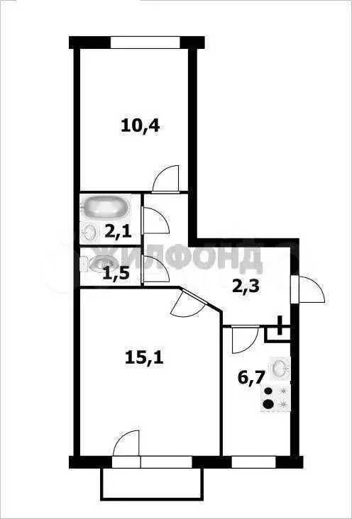 2-к. квартира, 43,7 м, 5/5 эт. - Фото 0