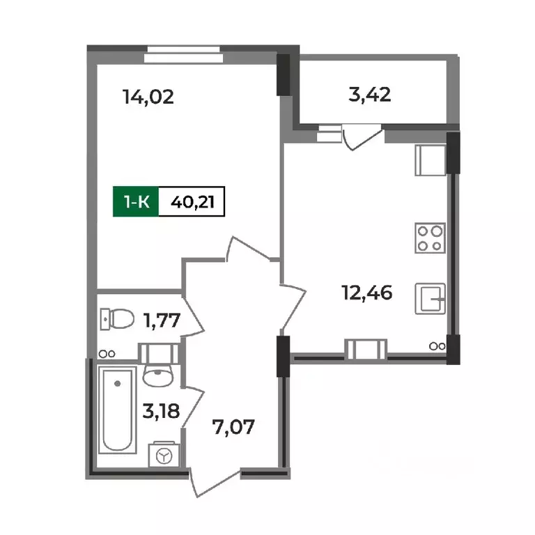 1-к кв. Владимирская область, Ковров Еловая ул., 11 (40.21 м) - Фото 0