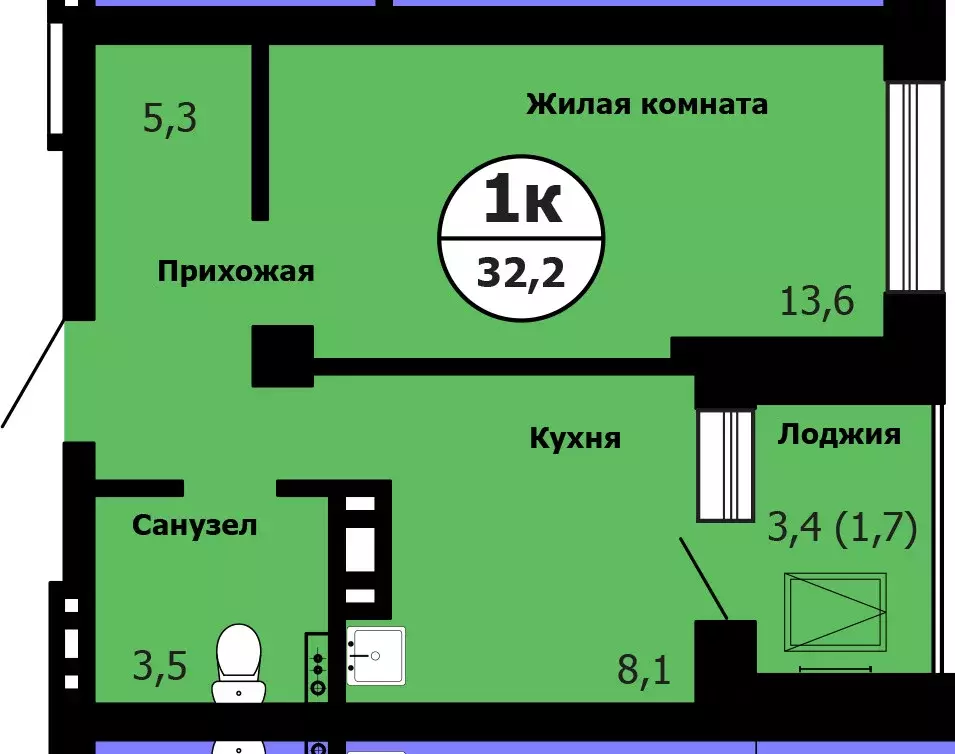 Продаётся 1-к квартира, 32.2 м - Фото 0