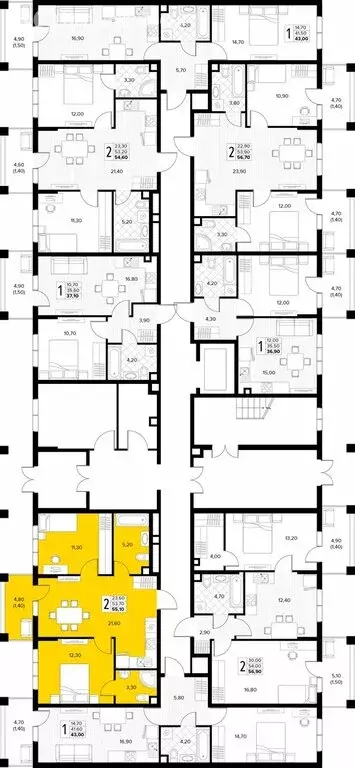 2-комнатная квартира: Сукко, жилой комплекс Кипарис (55.1 м) - Фото 1