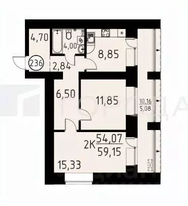 2-к кв. Томская область, Томский район, д. Кисловка, Левобережный мкр ... - Фото 2