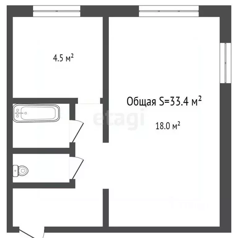 1-к кв. Брянская область, Жуковка Молодежная ул., 36 (33.4 м) - Фото 1