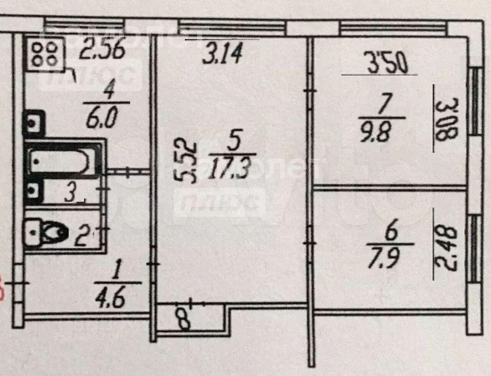 3-к. квартира, 49,8 м, 1/5 эт. - Фото 0