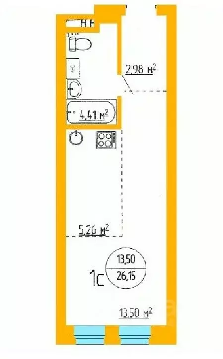 1-к кв. Башкортостан, Уфа ул. Аксакова, 79 (26.29 м) - Фото 1