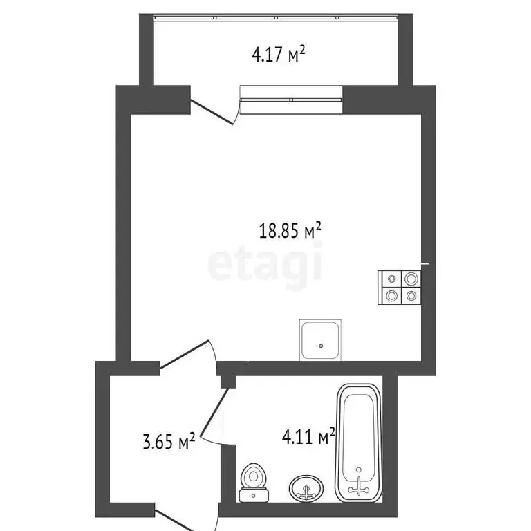 Квартира-студия: Тюмень, улица Валентины Трофимовой, 8 (26.8 м) - Фото 0