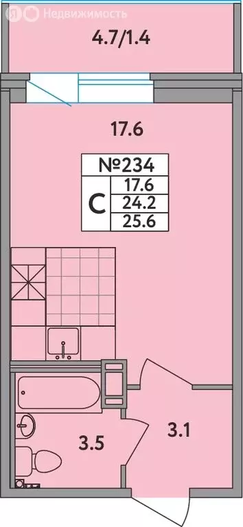 Квартира-студия: Новое Девяткино, Главная улица, 2 (25.6 м) - Фото 1