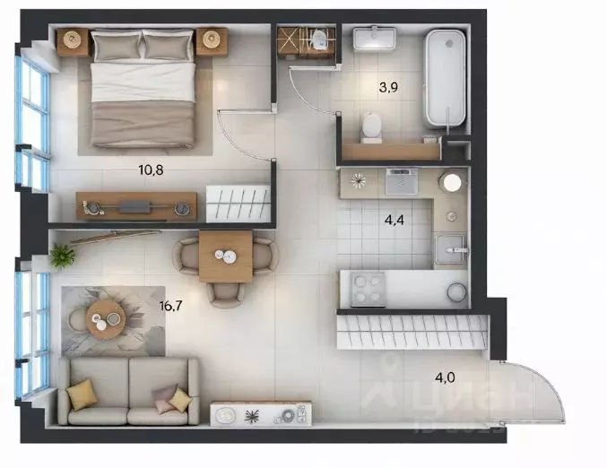 2-к кв. Москва Озерная ул., 1к1/2 (40.1 м) - Фото 2