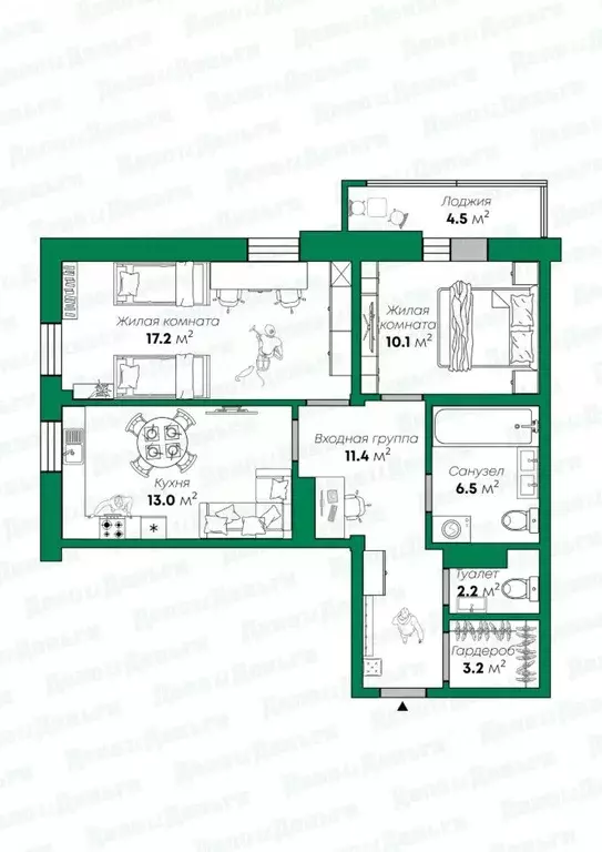 3-к кв. Кировская область, Киров ул. Мостовицкая, 12 (68.1 м) - Фото 2