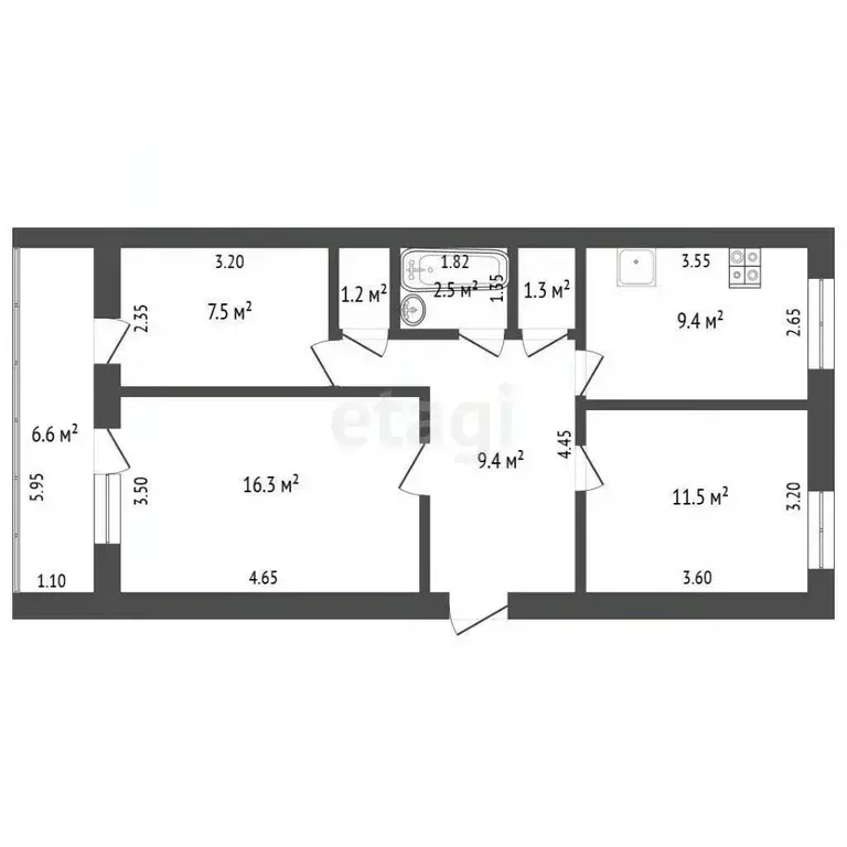 3-к кв. Башкортостан, Бирск ул. 8 Марта, 32А (59.1 м) - Фото 2