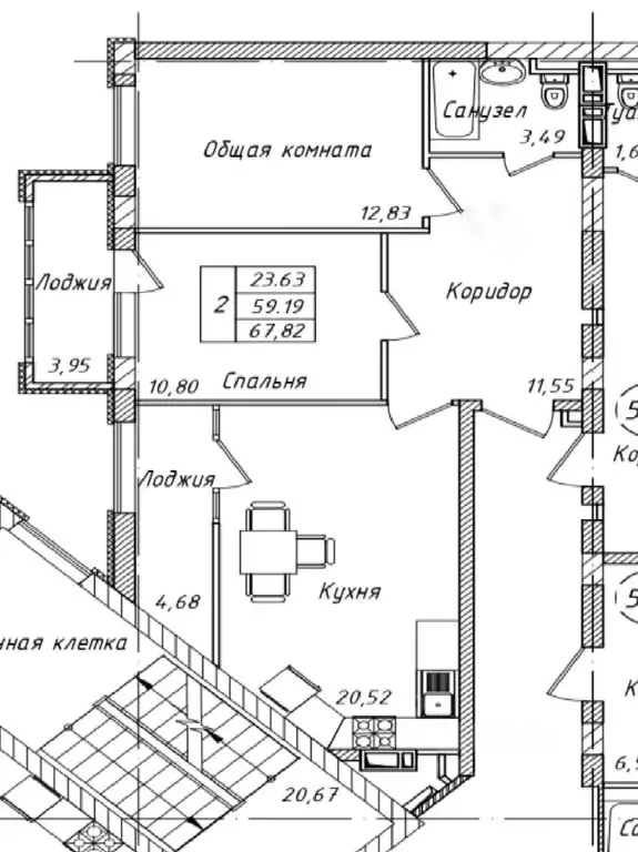 2-к кв. Ставропольский край, Ставрополь ул. Чапаева, 4/1А (67.8 м) - Фото 0
