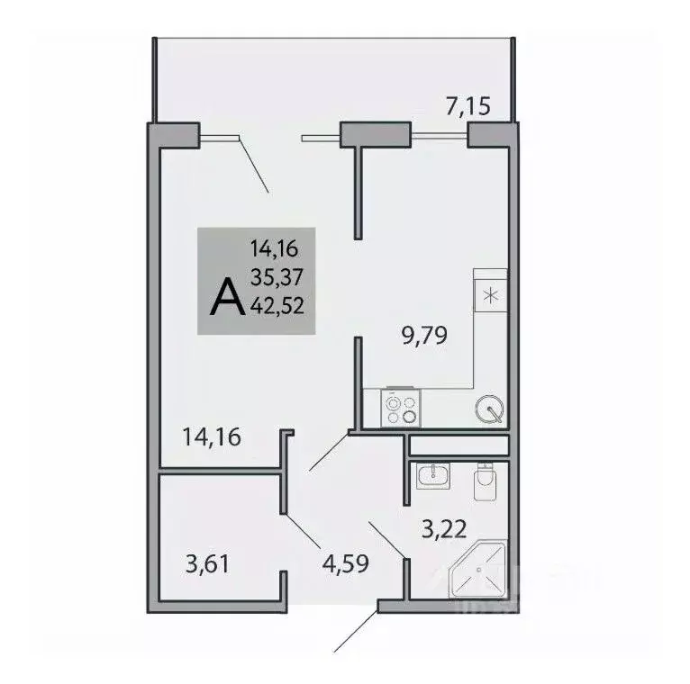 1-к кв. Крым, Ялта муниципальный округ, Виноградное пгт Космос Стей ... - Фото 0