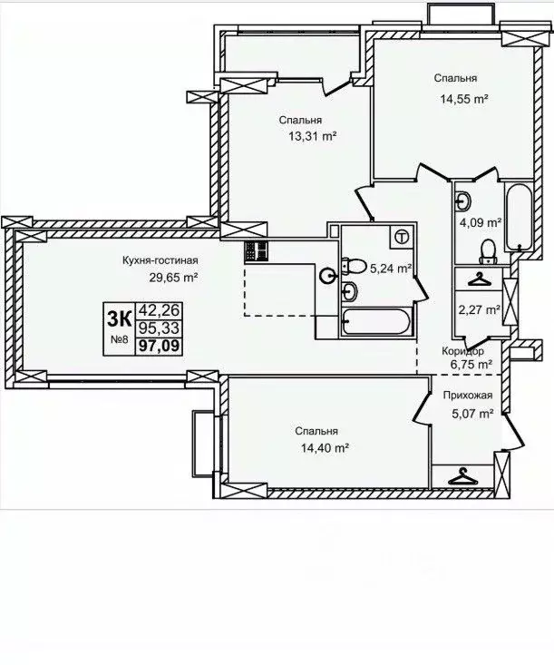 3-к кв. Нижегородская область, Нижний Новгород ул. Красных Зорь, 23Д ... - Фото 1