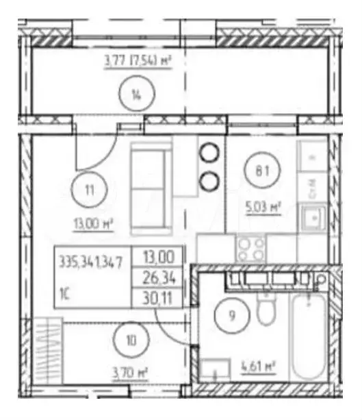 Квартира-студия, 30 м, 4/9 эт. - Фото 0