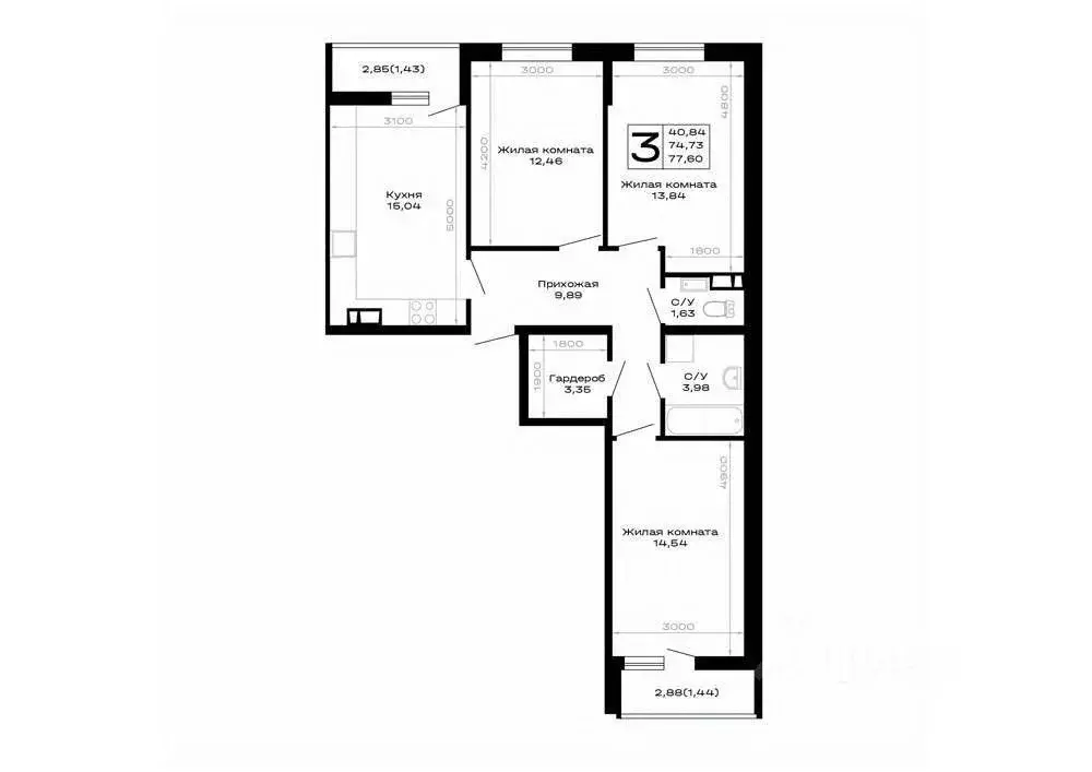 3-к кв. Адыгея, Майкоп ул. Юннатов, 2Е (77.6 м) - Фото 1
