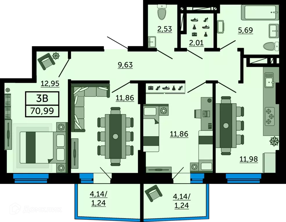Продаётся 3-к квартира, 70.6 м - Фото 0