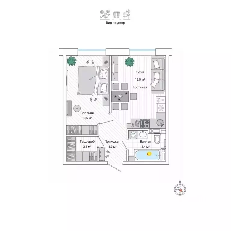 2-к кв. Приморский край, Владивосток ул. Нейбута (42.5 м) - Фото 1
